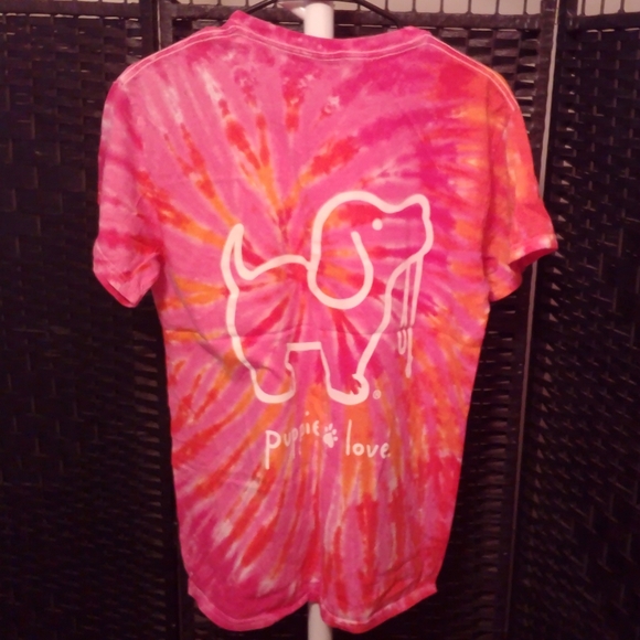Puppie Love Pink And Orange Tie-dye Short Sleeve T-shirt - Picture 2 of 4